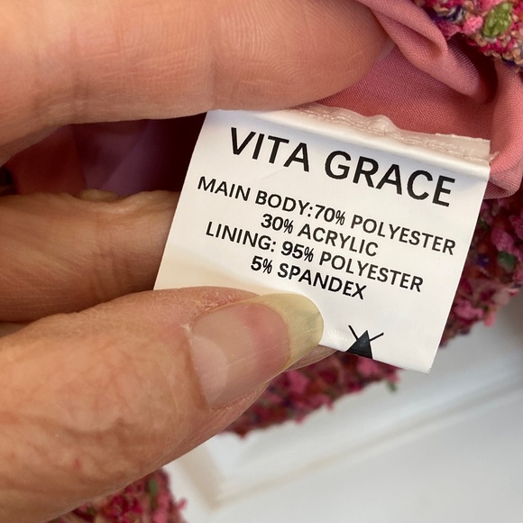 Vita Grace Boucle Style Pink Blazer - Picture 7 of 11